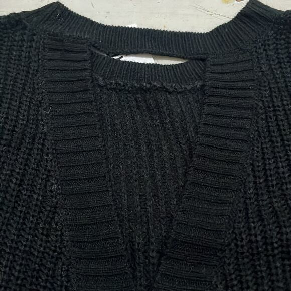 Jack by BB Dakota Black Loose Knit Sweater Open Back Split Top Small Long Sleeve - Picture 6 of 7